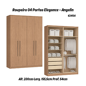 Roupeiro 04 Portas Elegance - 4240A - Angelin - Moveis Castro
