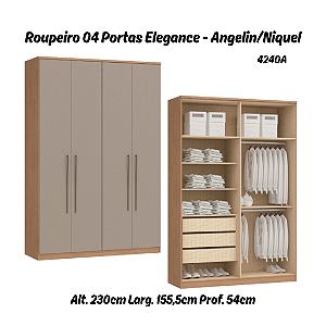 Roupeiro 04 Portas Elegance - 4240A - Angelin/Niquel - Moveis Castro