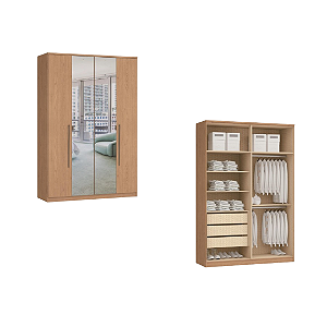 Roupeiro 04 Portas Elegance com Espelho - 4240A - Angelin - Moveis Castro