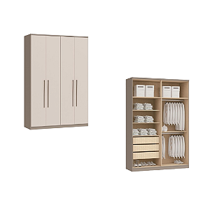 Roupeiro 04 Portas Elegance - 4240A - Niquel/Blanc - Moveis Castro