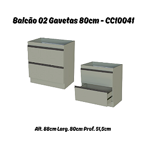 Balcão 02 Gavetas 80cm - Ref. CC10041 - Corda - Linha DA CASA - Móveis Primavera