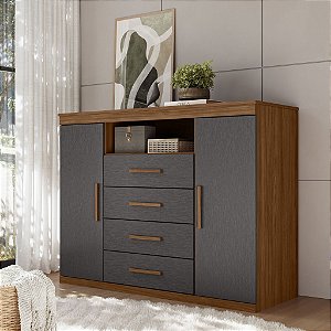 Cômoda Master - 309948 - Jatobá/Grafite - Santos Andira