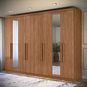 Roupeiro 08 Portas 04 Gavetas Master Vip 8.4 com Espelhos - 163244E - Jatoba - Santos Andirá