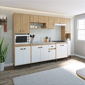 Cozinha Modulada Torino 6 pçs - MB 9021 - Mel / Off White - Movelbento