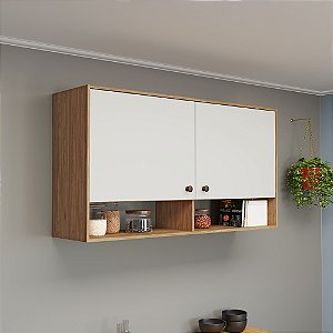 Aéreo 02 Portas 120cm - MB 1027 - Mel / Off White - Movelbento