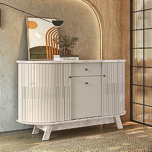 Balcão Buffet Monza - Ref. 310136 - Calacata / Off White - Madetec