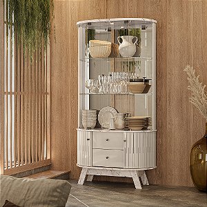 Cristaleira 02 Portas 02 Gavetas Moss - Ref. 311136 - Calacata / Off White - Madetec