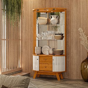 Cristaleira 02 Portas 02 Gavetas Moss - Ref. 311139 - Cinamomo / Off White - Madetec