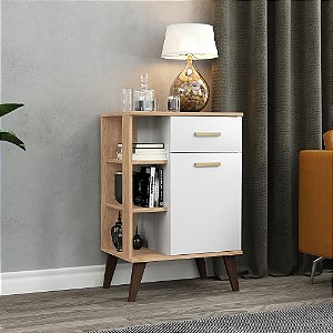 Balcão Retrô 01 Porta 01 gaveta - MB 1046 - Mel / Branco - Linha Retrô - Movelbento