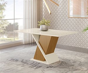 Mesa Solus Retangular 160cm - Ref. SC28-127 - Nature / Off White - Móveis Henn