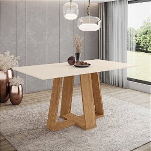 Mesa Lins Retangular 160cm - Ref. SC94-127 - Nature / Off White - Móveis Henn