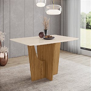Mesa Vértice Retangular 120cm Ref. SC37-127 - Nature / Off White - Móveis Henn