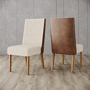 Par de Cadeiras Anne - Ref. S33-531 - Corano Caramelo / Linho - Moveis Henn