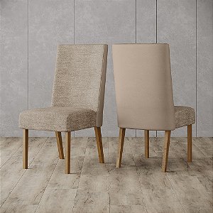 Par de Cadeiras Anne - Ref. S33-536 - Corano Bege / Creme - Moveis Henn