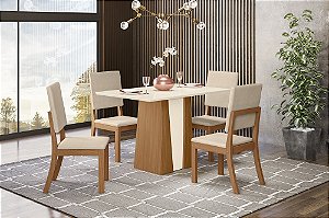 Conjunto de Mesa Orus 120 + 04 Cadeiras Milla Linho - Móveis Henn