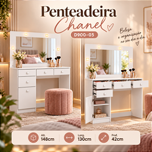 Penteadeira Chanel - D900-05 - Branco - Móveis Henn