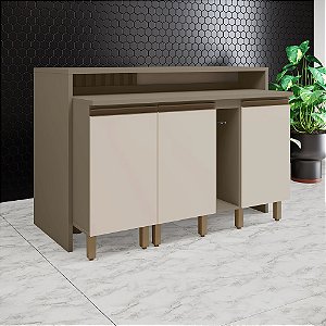 Bancada Ilha Gourmet 100% MDF 03 - Duna/Cristal - Linha Connect - Móveis Henn