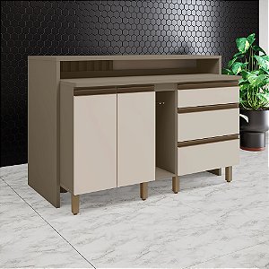 Bancada Ilha Gourmet 100% MDF 04 - Duna/Cristal - Linha Connect - Móveis Henn