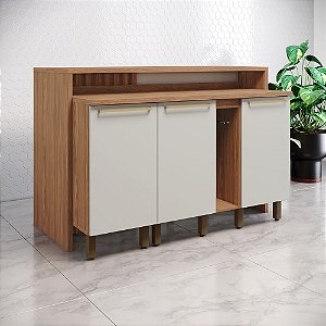 Bancada Ilha Gourmet 05 - Nature / Off White - Linha Requinte - Móveis Henn