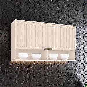 Aéreo 01 Porta Basculante Ripada - Ref. C87-139 - Off White - Connect - Móveis Henn
