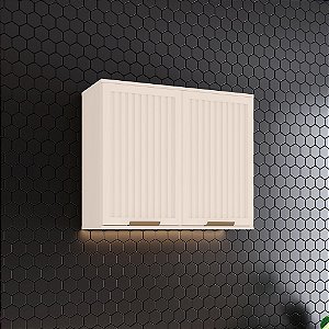 Aéreo 02 Portas Ripadas 80cm - Ref.C86-139 - Off White - Móveis Henn