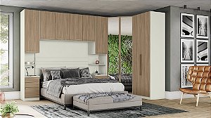 Dormitório Modulado 05 Pçs - Linha Seletto - Areia/Jequitiba - Móves Henn