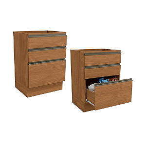 Balcão 03 Gavetas 60cm - Ref. G743 - Canela - Linha Maxxi - Kappesberg