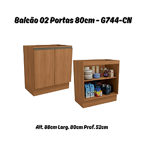 Balcão 02 Portas 80cm - Ref. G744 - Canela - Linha Maxxi - Kappesberg