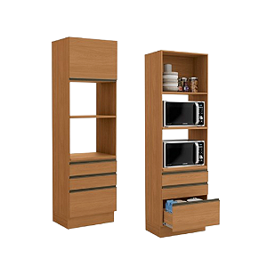 Kit Forno e Micro 01 Porta 03 Gavetas - Ref. G750 - Canela - Linha Maxxi - Kappesberg