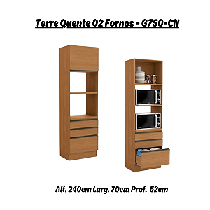Kit Forno e Micro 01 Porta 03 Gavetas - Ref. G750 - Canela - Linha Maxxi - Kappesberg