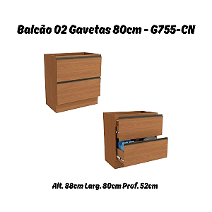 Balcão 02 Gavetas - Ref. G755 - Canela - Linha Maxxi - Kappesberg