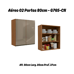 Aéreo 02 Portas 80cm com Vidro - Ref. G765 - Canela - Linha Maxxi - Kappesberg