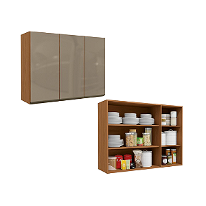 Aéreo 03 Portas 120cm com Vidro - Ref. G767 - Canela - Linha Maxxi - Kappesberg