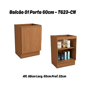 Balcão 01 Porta 60cm - Ref. R623 - Canela - Linha Ciela - Kappesberg