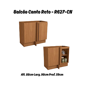 Balcão 01 Porta Canto Reto - Ref. R627 - Canela - Linha Ciela - Kappesberg