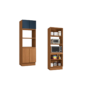 Kit Forno e Micro 04 Portas - Ref. R630 - Canela/Azul - Linha Ciela - Kappesberg