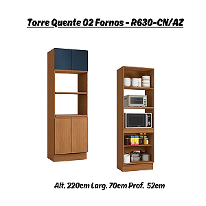 Kit Forno e Micro 04 Portas - Ref. R630 - Canela/Azul - Linha Ciela - Kappesberg