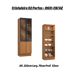 Cristaleira 02 Portas - R631 - Canela/Azul - Linha Ciela - Kappesberg