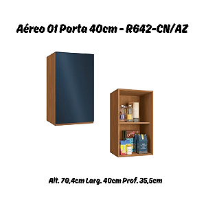 Aéreo 01 Porta 40cm - Ref. R642 - Canela/Azul - Linha Ciela - Kappesberg
