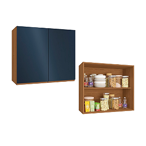 Aéreo 02 Portas 80cm - Ref. R644 - Canela/Azul - Linha Ciela - Kappesberg