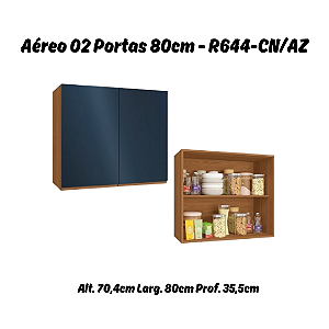 Aéreo 02 Portas 80cm - Ref. R644 - Canela/Azul - Linha Ciela - Kappesberg