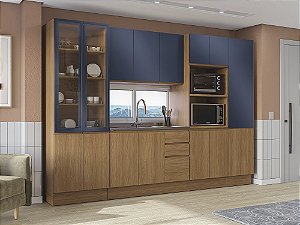 Cozinha Modulada 05 Pçs - Canela/Azul - Linha Ciela - Kappesberg