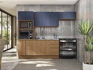 Cozinha Modulada 04 Pçs - Canela/Azul - Linha Ciela - Kappesberg