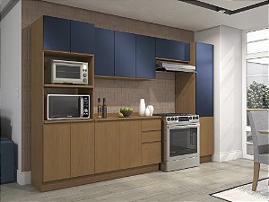 Cozinha Modulada 05 Pçs - Canela/Azul - Linha Ciela - Kappesberg
