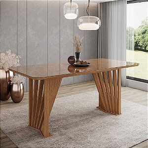 Mesa Adriana Retangular 200cm c/ Vidro - Ref. SC136-128 - Nature - Moveis Henn