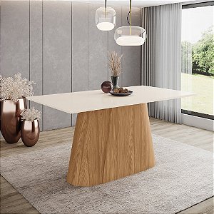 Mesa Olivia Retangular 160cm - Ref. SC119-127 - Nature/Off White - Moveis Henn