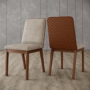 Par de Cadeiras Pietra - Ref. S41-535 - Corano Caramelo/Creme - Moveis Henn