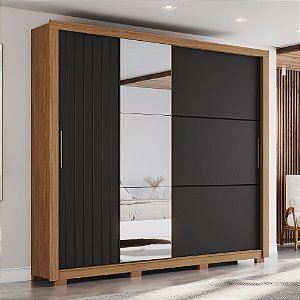 Roupeiro 02 Portas Vasti - Ref. D339-215 - Nature/Preto - Moveis Henn
