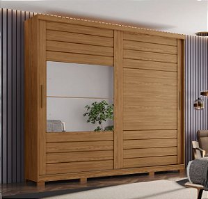 Roupeiro 02 Portas Cayman 100% MDF c/ Espelho - Ref. D337-128 - Nature - Móveis Henn