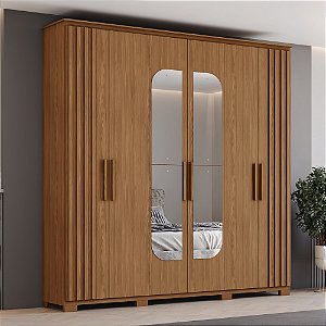Roupeiro 06 Portas Avila c/ Espelhos - Ref. D333-128 - Nature - Móveis Henn